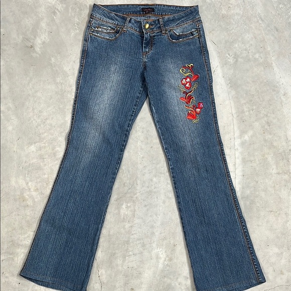 Embroidered Low Rise Y2k Jeans - Picture 1 of 5